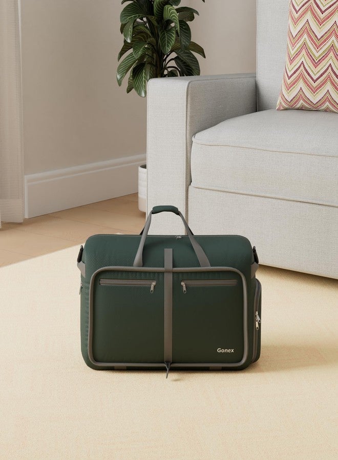 Gonex 80L Packable Travel Duffle Bag Foldable Duffel Bags for Luggage Gym Sports Camping Travelling Cycling Storage Shopping Water & Tear Resistant Dark Green - Image 2